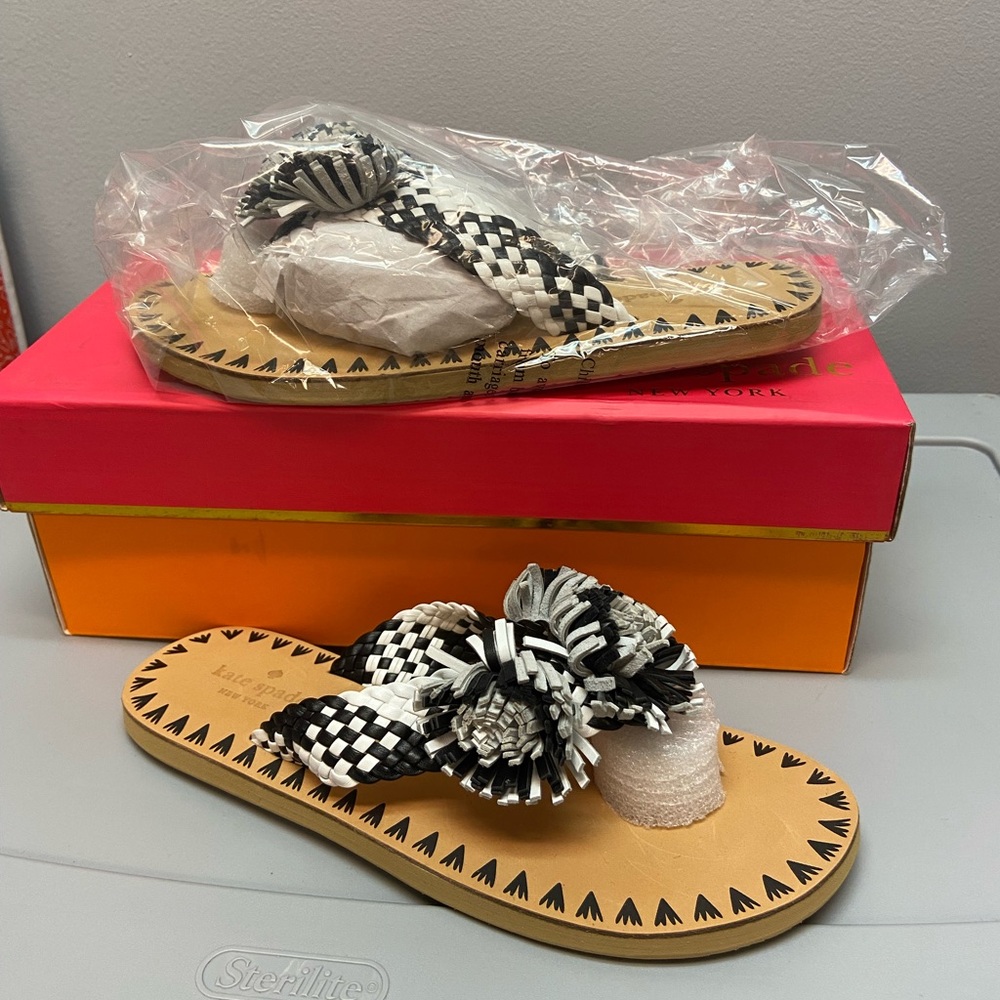 Kate Spade Idette Woven Nappa Pompom Sandal Flip Flop